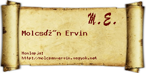 Molcsán Ervin névjegykártya